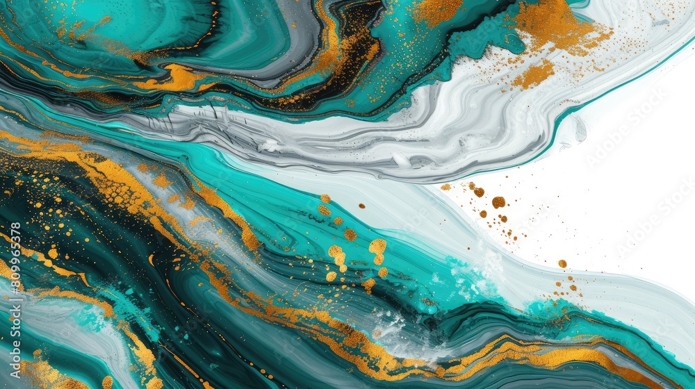 Elegant Gold Swirls on Aqua Marble Background Elegant Gold Swirls on Aqua Marble Background