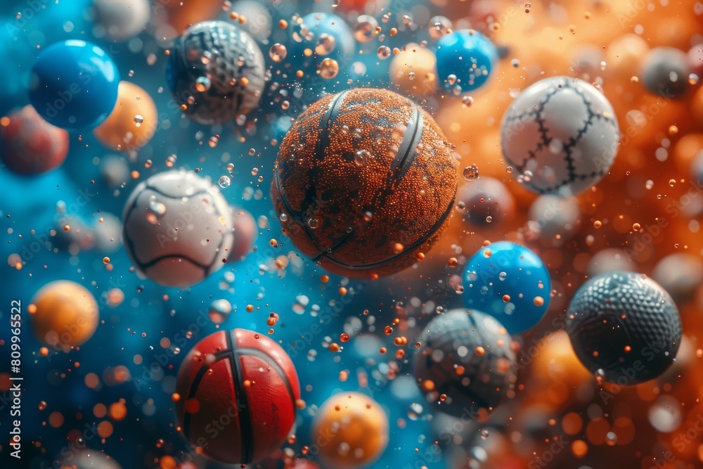 Digital composition of 3D spheres seemingly afloat in a surreal blue space, symbolizing technology Digital composition of 3D spheres seemingly afloat in a surreal blue space, symbolizing technology