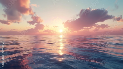 Ocean horizon under a twilight sunset  panoramic view  4K  hyperrealistic