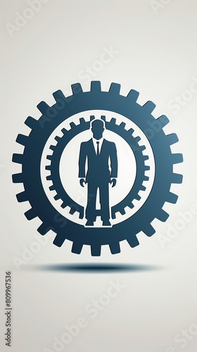 An icon depicting a human silhouette inside a cogwheel, illustrating the role of individual effort in driving business efficiency and operations