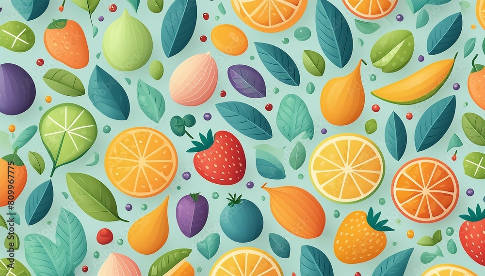 A pattern of fruit and vegetables A pattern of fruit and vegetables