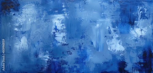 Abstract Blue Paint Strokes on Canvas © evening_tao