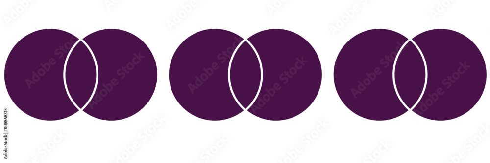 Venn diagram three overlapping circles chart line and solid. Business ...