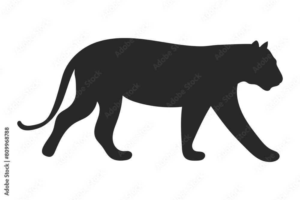 Vector illustration of tiger silhouette on transparent background