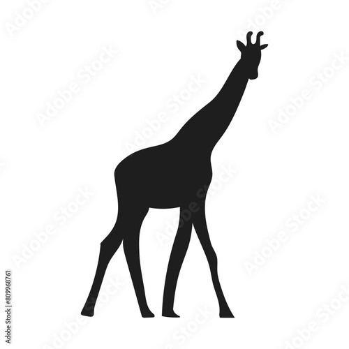 Vector illustration of giraffe silhouette on transparent background