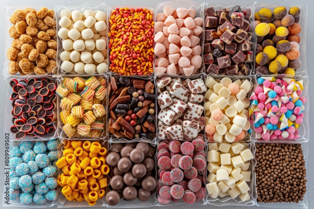 Chocolate and caramel candies top view