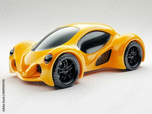 Photo of a 3D rendered car icon, sleek modern design, isolated on white background