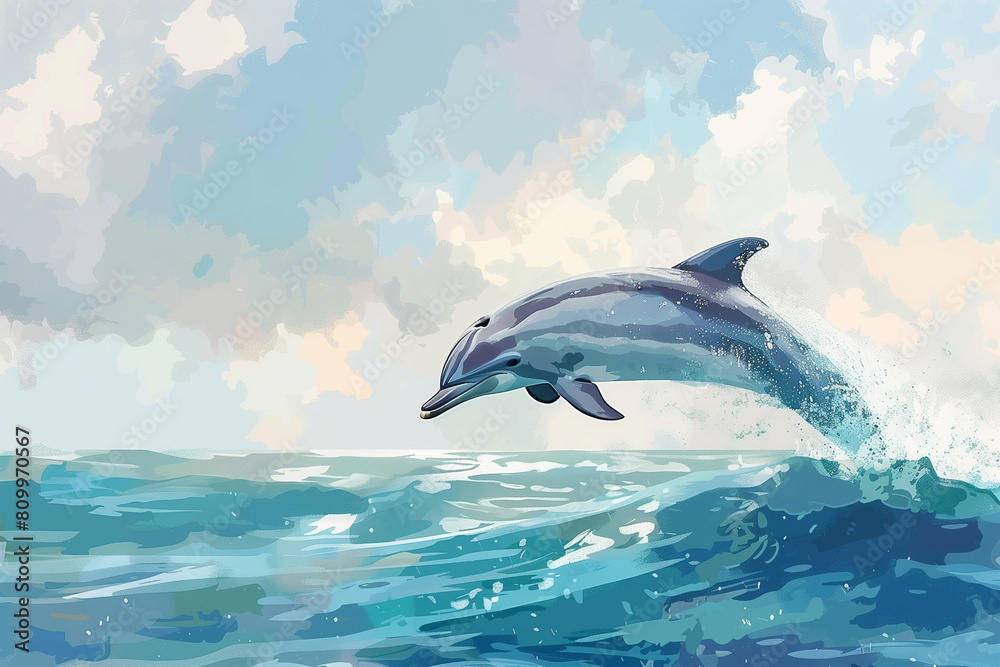 Fototapeta premium dolphin jumping out of water