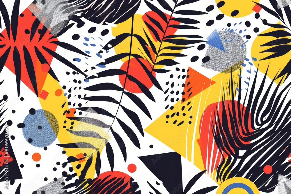 Vibrant pattern of black, orange, and white leaves. Perfect for autumn-themed designs Vibrant pattern of black, orange, and white leaves. Perfect for autumn-themed designs