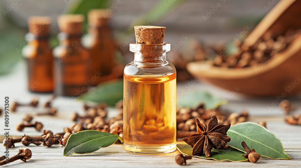 essential oil herbal bottles on the wooden table essential oil herbal bottles on the wooden table