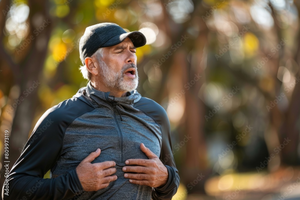 Male athlete has chest pain and heart attack while jogging Male athlete has chest pain and heart attack while jogging