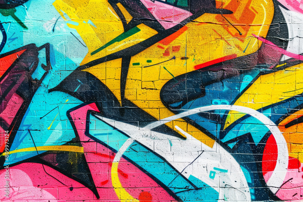 Abstract graffiti wall as background, created by Generative AI, not an actual graph - perfect inspiration for an artistic pop art backdrop. Abstract graffiti wall as background, created by Generative AI, not an actual graph - perfect inspiration for an artistic pop art backdrop.