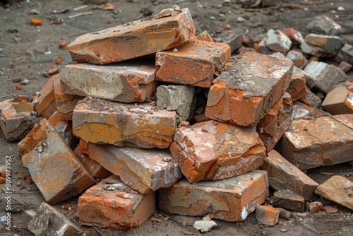 pile of red bricks on construction site