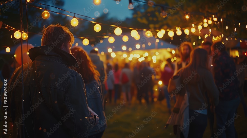 Twilight Festival Ambiance with Sparkling String Lights