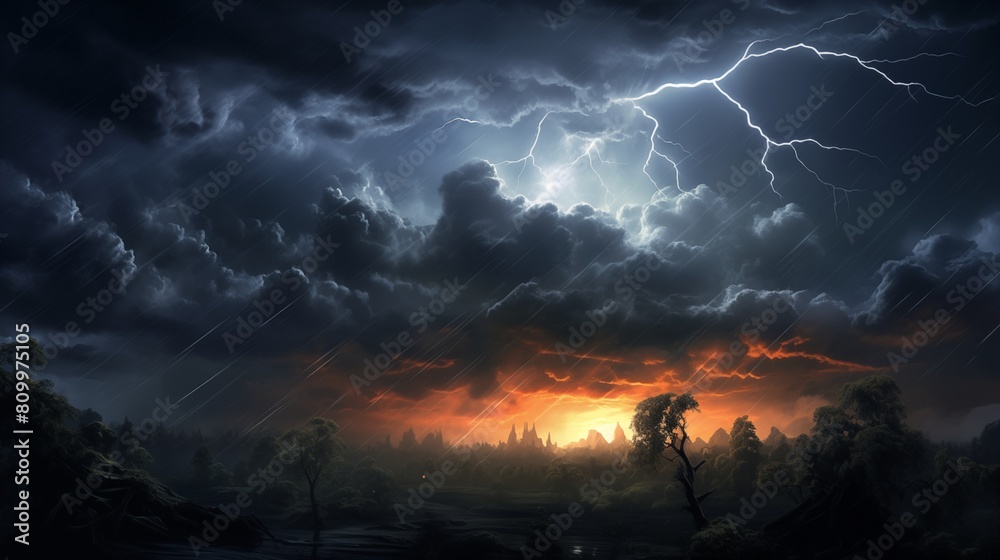 Lightning Bolts Illuminating the Electric Sky at Dusk