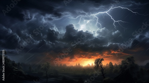 Lightning Bolts Illuminating the Electric Sky at Dusk