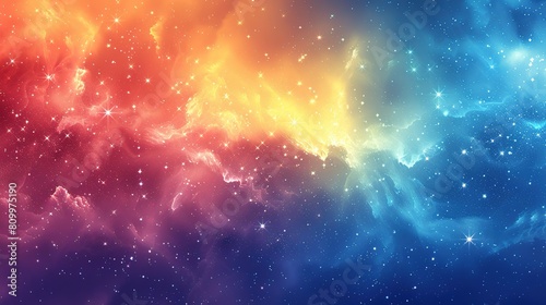 Abstract background with stars and rainbow colours copy space for text