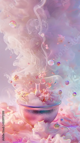 Ethereal Cosmic Dreamscape Surreal Floating Bubbles in Pastel Galaxy Swirls of Shimmering Liquid Light
