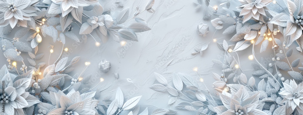 Elegant Floral Paper Art with Glowing Lights Banner