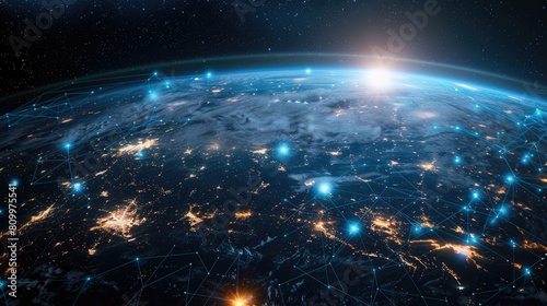night earth global virtual internet world connection concept