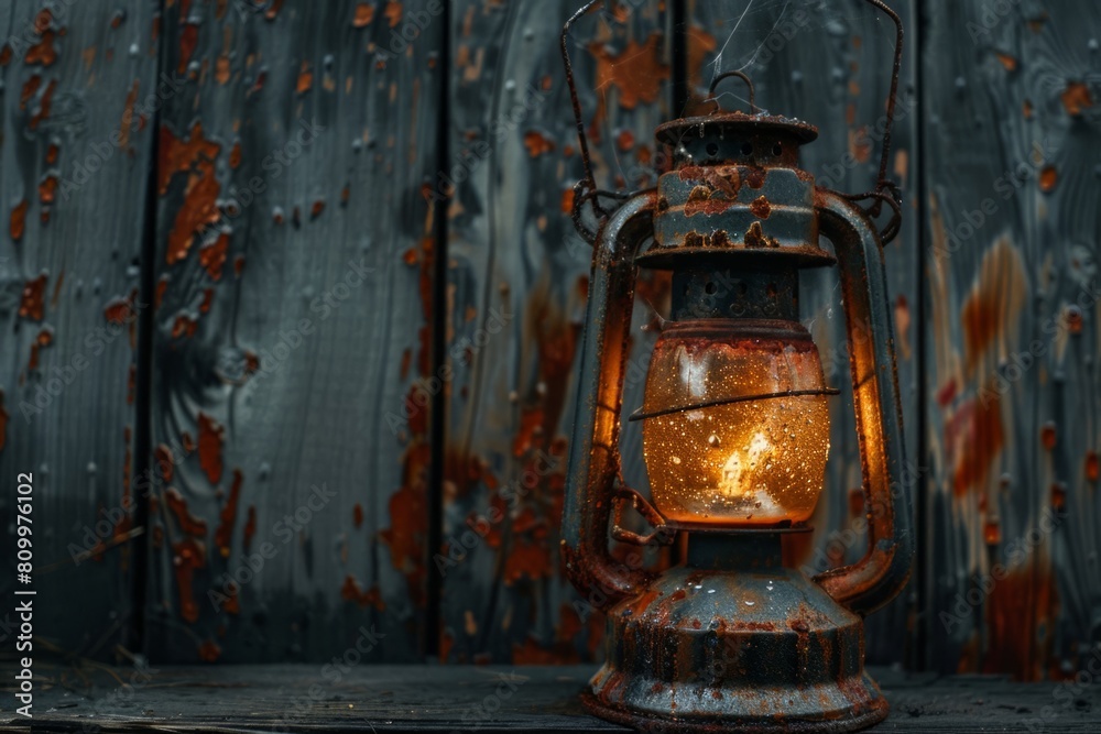 Naklejka premium Vintage lantern illuminates its light