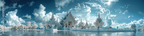 Ethereal Fusion of Traditional and Contemporary in the Majestic Wat Rong Khun Temple of Thailand