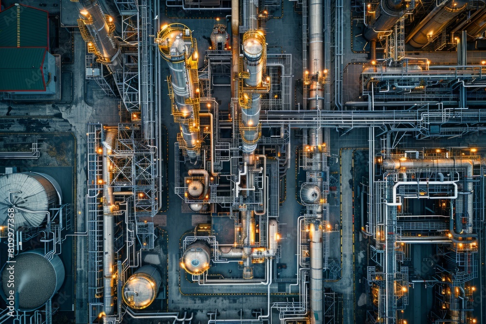 Oil refinery plant industry zone aerial view