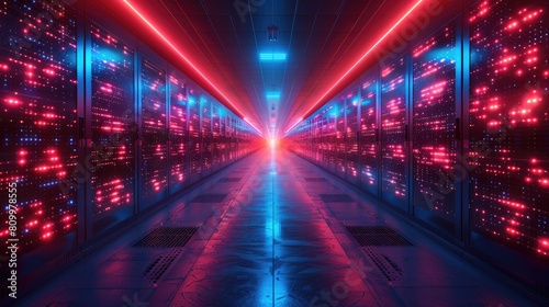 Futuristic Data center. Big Data analytics platform. Quantum processor in the global computer network © Muhammad
