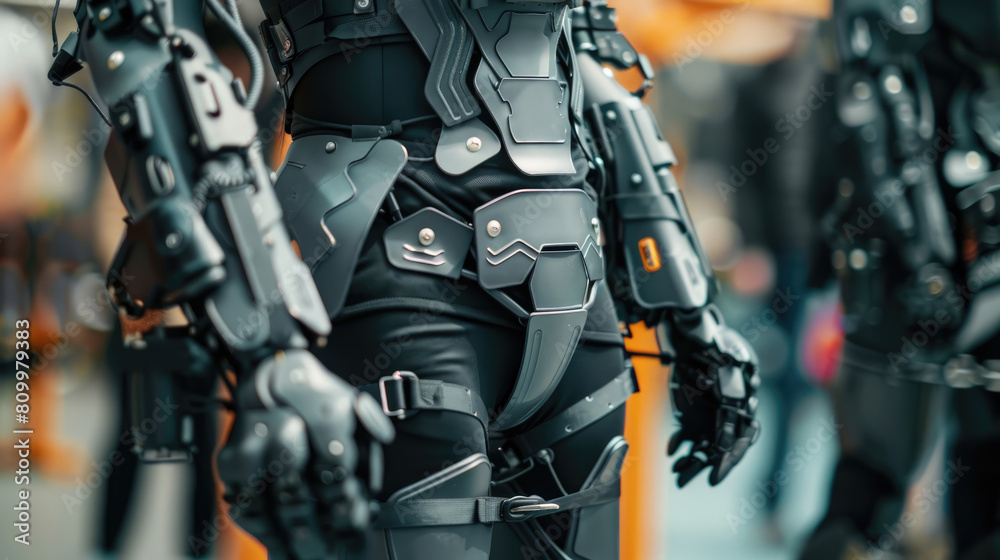 Exoskeletons that allow people to do the impossible. Use in futuristic city Exoskeletons that allow people to do the impossible. Use in futuristic city