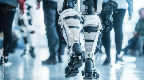 Exoskeletons that allow people to do the impossible. Use in futuristic city