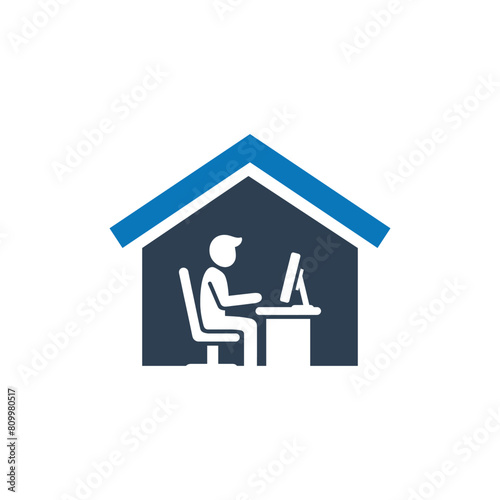 Work From Home Icon, Home office remote work icon