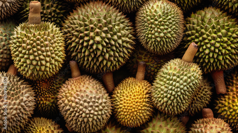 Fresh durians. Exotic fruit on natural background Fresh durians. Exotic fruit on natural background
