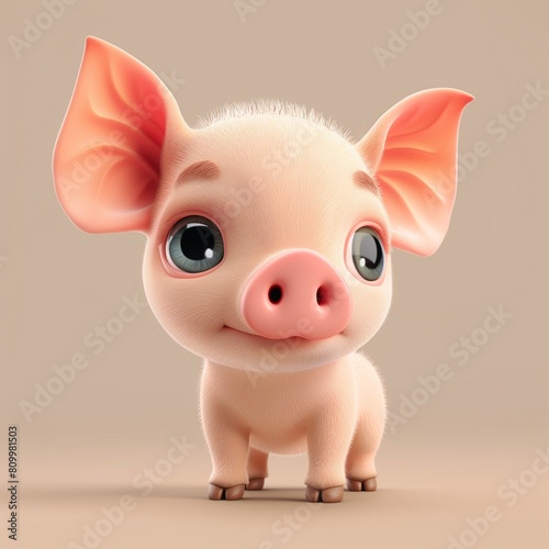 Cute smiling pig 3d character