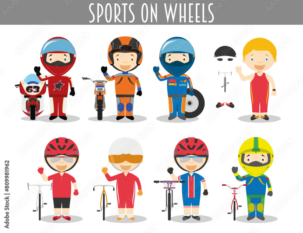 Vector Set of Sports on Wheels in cartoon style Vector Set of Sports on Wheels in cartoon style