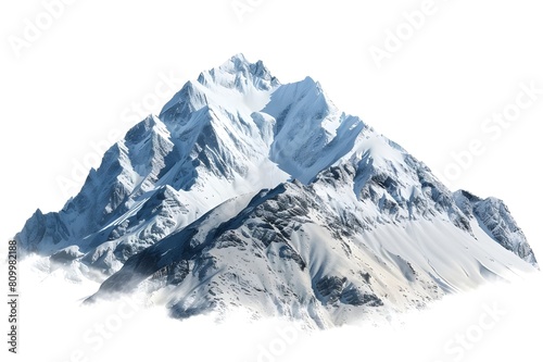  Snow capped mountains isolated on white background
