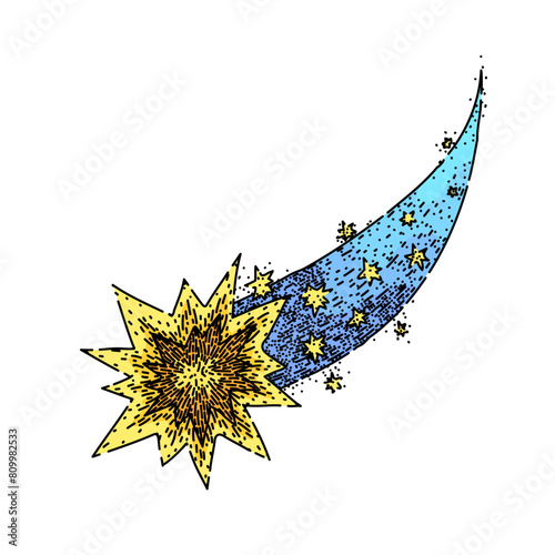 child star fall hand drawn. happy dream, boy joy, adventure girl child star fall vector sketch. isolated color illustration