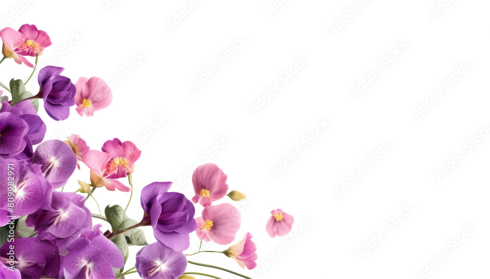 bouquet border frame foreground isolated on transparent background cutout