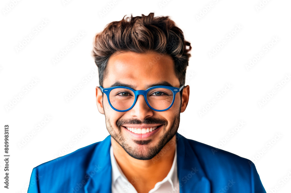 A man with a beard and glasses is smiling at the camera