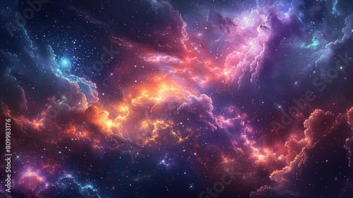 Beautiful space. Nebula and galaxies in space,Nebula Galaxies Space Elements This Image, Background Banner HD,3d rendering. Space wallpaper and background. Universe with stars. Generated AI