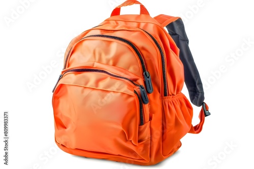  Orange school bagpack isolated on a white background