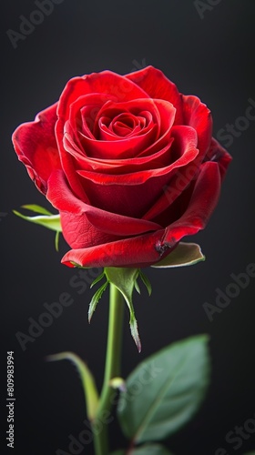 Exquisite red rose on black background