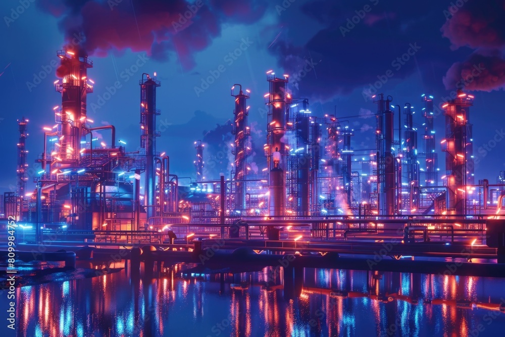 Obraz premium A large factory emitting smoke, suitable for environmental and industrial concepts
