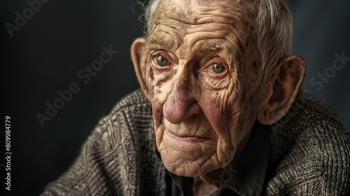 Poignant portrait of an elderly man with expressive eyes © edojob