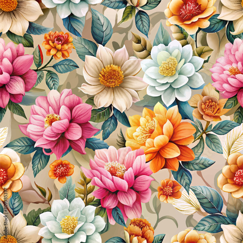 Flowers seamless pattern. Explore this vibrant floral seamless texture, a stunning vector pattern for your design projects.