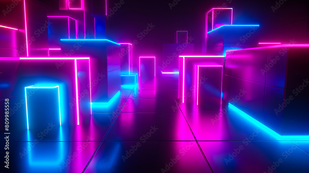 Neon lights in a dark room. Neon lights in a dark room.