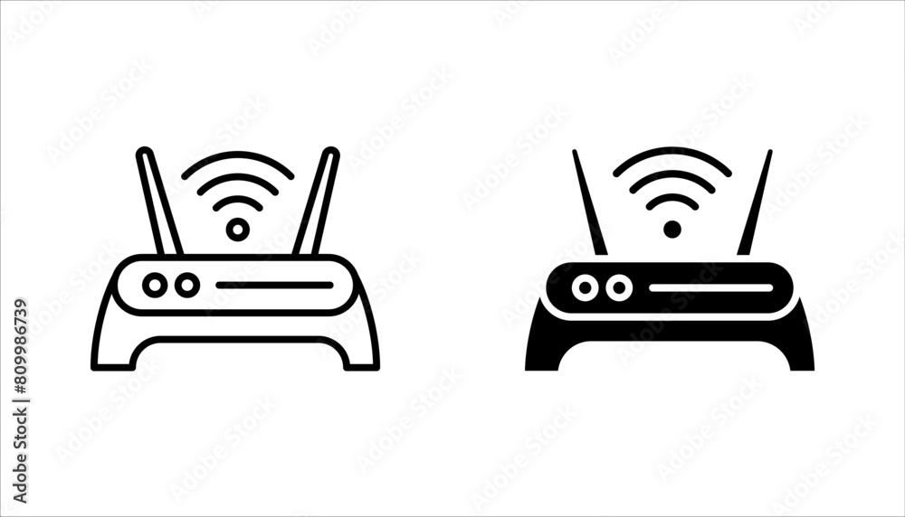 Modem vector icon set, wifi router symbol. vector illustration on white ...
