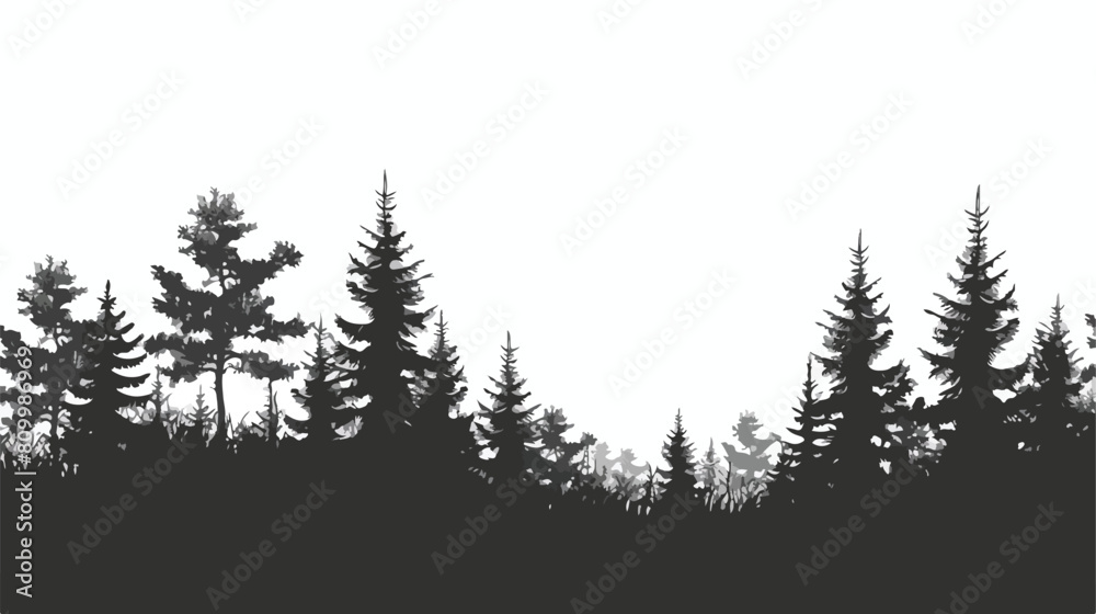 Woodland horizontal natural landscape with silhouette