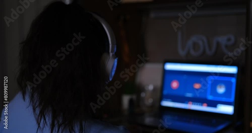 Capture the essence of empowerment as woman freelancer engages in virtual conference via Google Meet comfort of her home selective focus convey professionalism determination in remote work culture