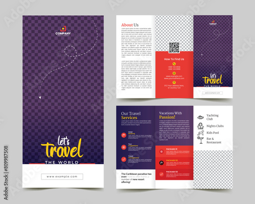 travel trifold brochure template with creative premium layout