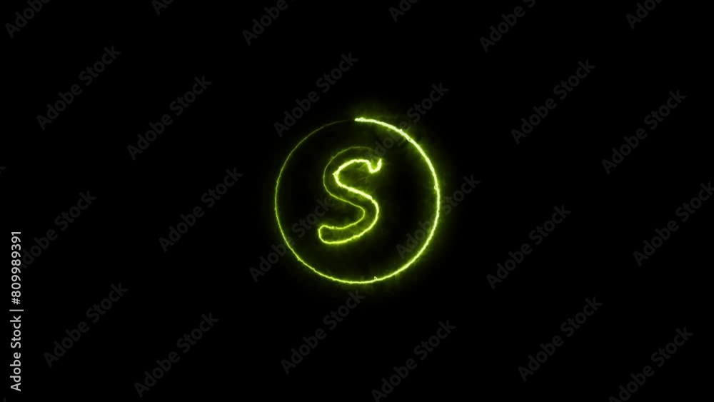 Abstract neon capital letter sign and glowing neon alphabet icon animation.